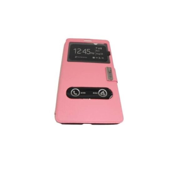 Funda móvil blanca mate 7 con tapa rosa