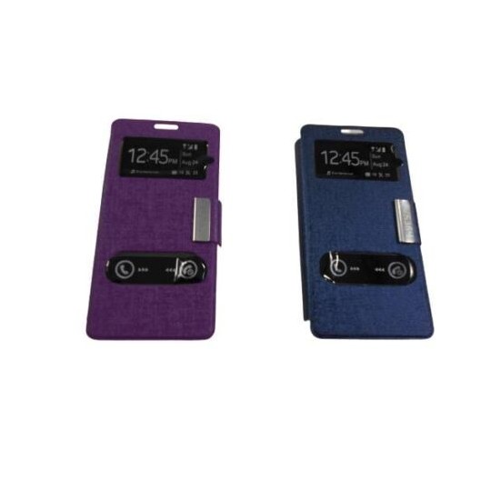 Funda móvil azul y lila compatible con Xperia L – S36H con tapa.