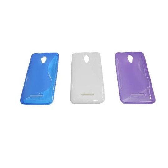 Funda móvil smart 4 turbo en blanco, azul y lila.