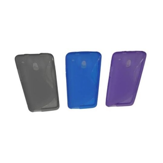 Funda móvil 4M one mini en lila, azul y gris.